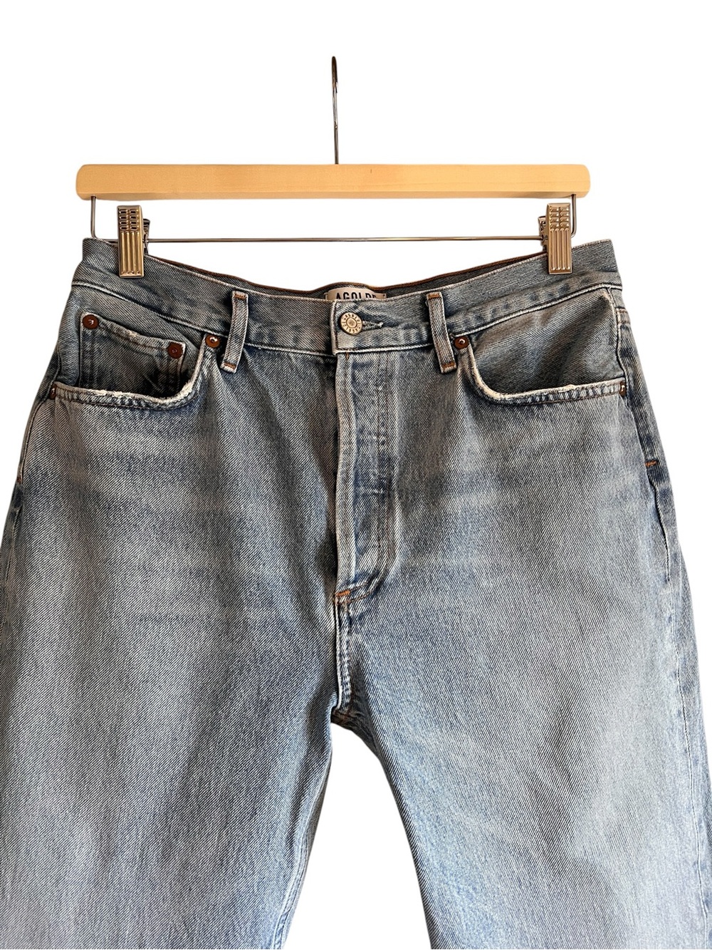 Agolde Light Wash High-Rise Straight Jeans - Picture 5 of 12